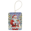 Parrotlet with Santa Claus Porcelain Ornament Christmas Tree Hanging Decorations for Home Christmas Holiday, Rectangle, Gift, Multicolor