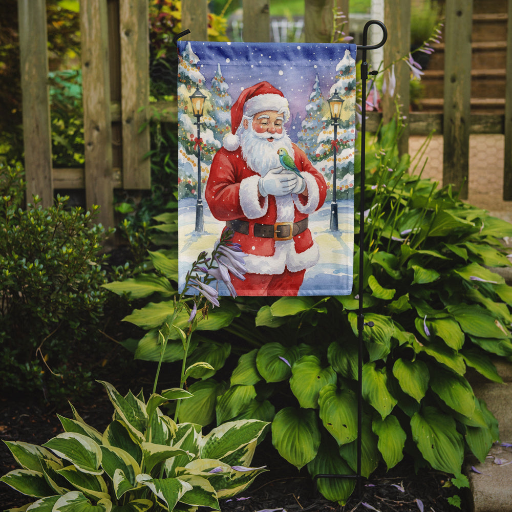 Parrotlet with Santa Claus Garden Flag Mailbox Decorative Yard Banner Outside Patio Artwork for Flower Beds, Garden Size, Multicolor