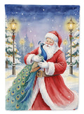 Peacock with Santa Claus Garden Flag Mailbox Decorative Yard Banner Outside Patio Artwork for Flower Beds, Garden Size, Multicolor