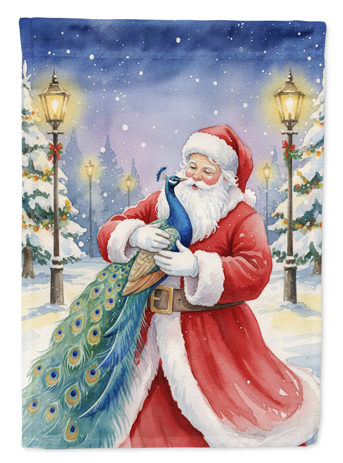 Peacock with Santa Claus Garden Flag Mailbox Decorative Yard Banner Outside Patio Artwork for Flower Beds, Garden Size, Multicolor