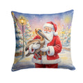 Pelican with Santa Claus Decorative Throw Pillow 18x18 Indoor Outdoor Accent Cushion, Fabric Cover with Insert for Sofa, Bed, Porch & Living Room