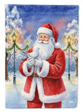 Pigeon with Santa Claus House Flag 28x40 Porch Sleeve Pole Decorative Outside Yard Banner Artwork Wall Hanging, Polyester