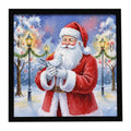 Pigeon with Santa Claus Framed Metal Print Bathroom, Kitchen, Office, Home Decor Wall Art Ready to Hang, Square, 8X8