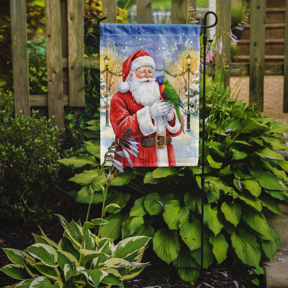 Rainbow Lorikeet with Santa Claus Garden Flag Mailbox Decorative Yard Banner Outside Patio Artwork for Flower Beds, Garden Size, Multicolor