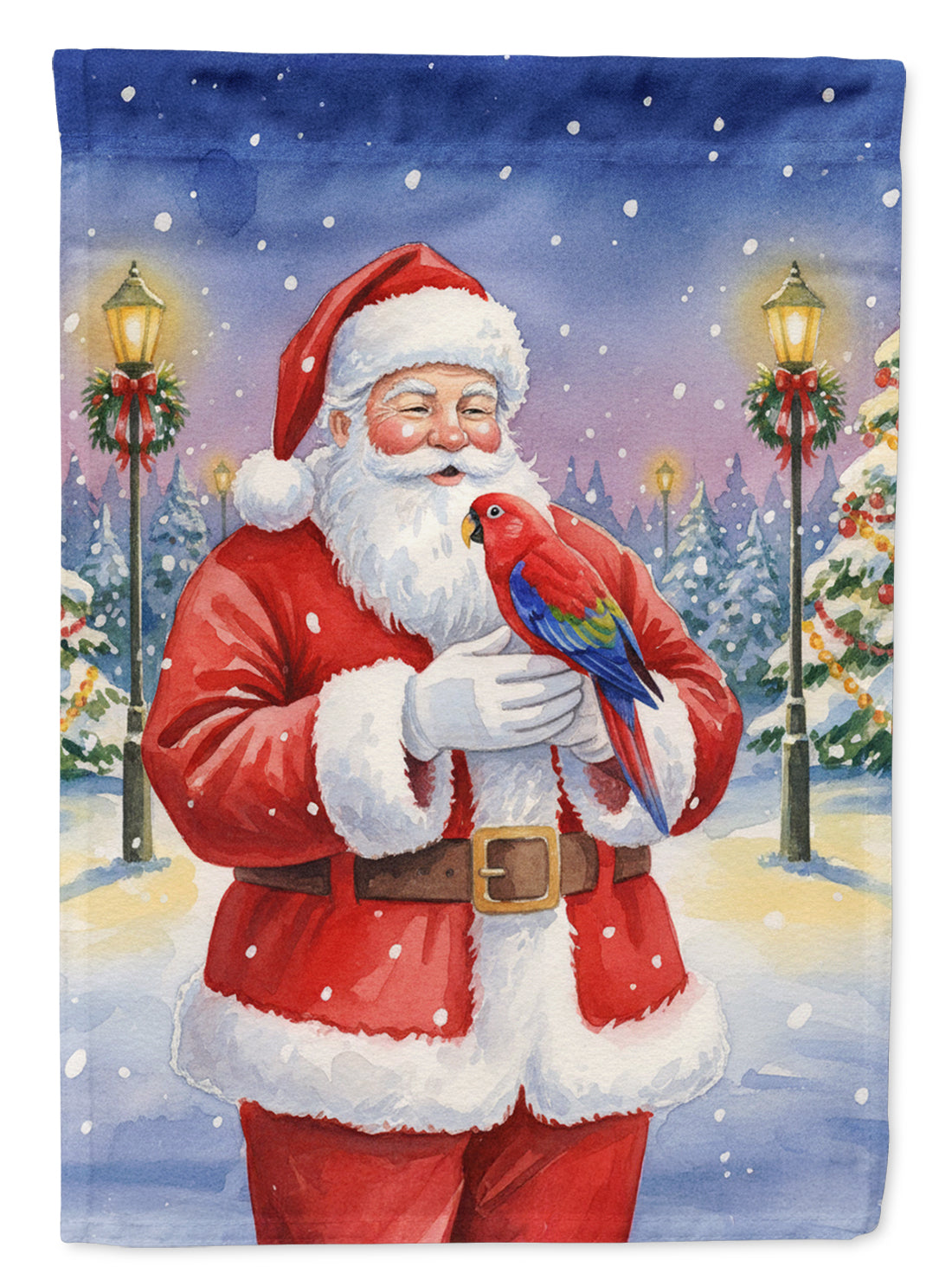 Red Lory with Santa Claus Garden Flag Mailbox Decorative Yard Banner Outside Patio Artwork for Flower Beds, Garden Size, Multicolor