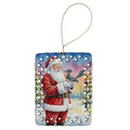 Roadrunner with Santa Claus Porcelain Ornament Christmas Tree Hanging Decorations for Home Christmas Holiday, Rectangle, Gift, Multicolor