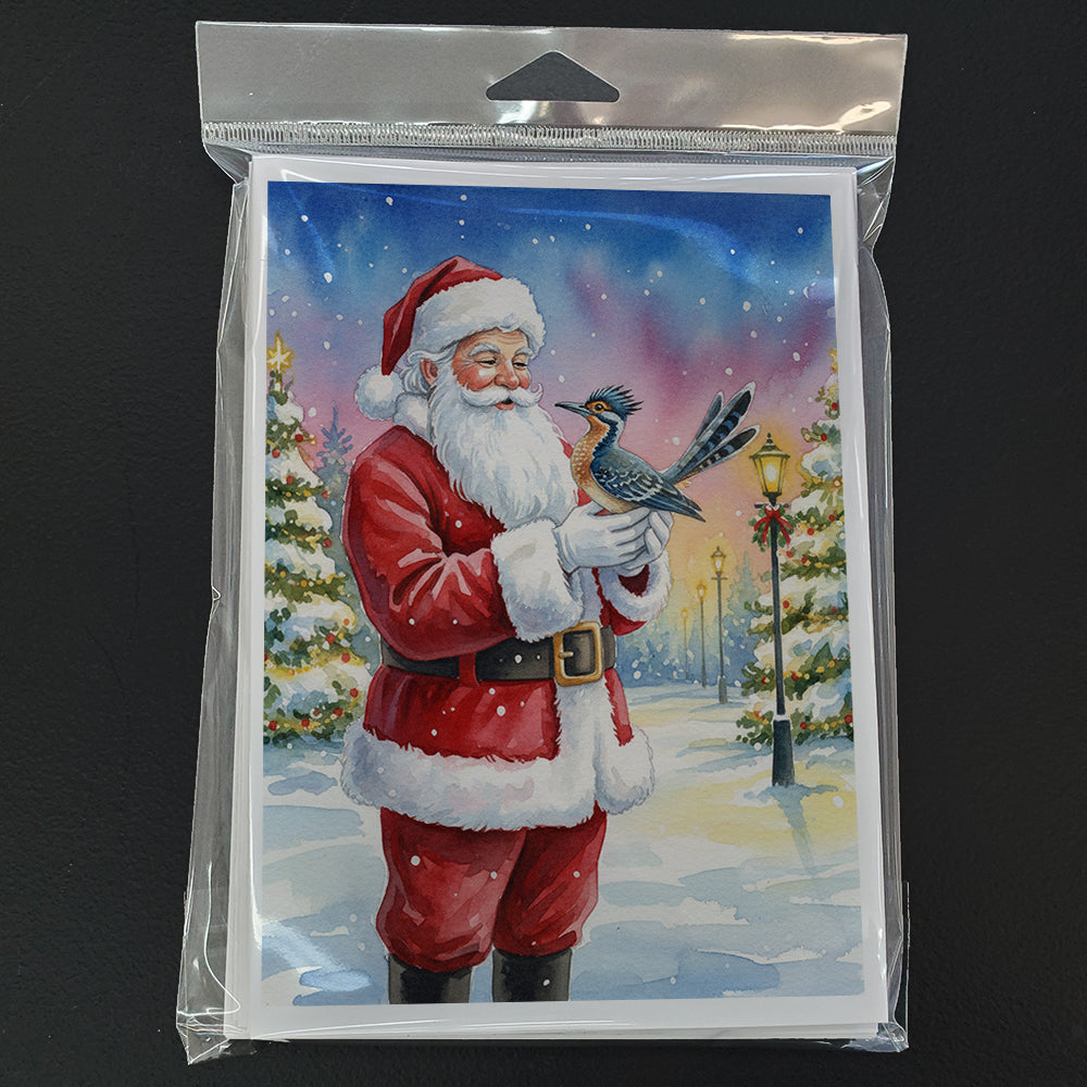 Roadrunner with Santa Claus Greeting Cards Pack of 8 Blank Cards with Envelopes Whimsical A7 Size 5x7