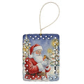 Robin with Santa Claus Porcelain Ornament Christmas Tree Hanging Decorations for Home Christmas Holiday, Rectangle, Gift, Multicolor