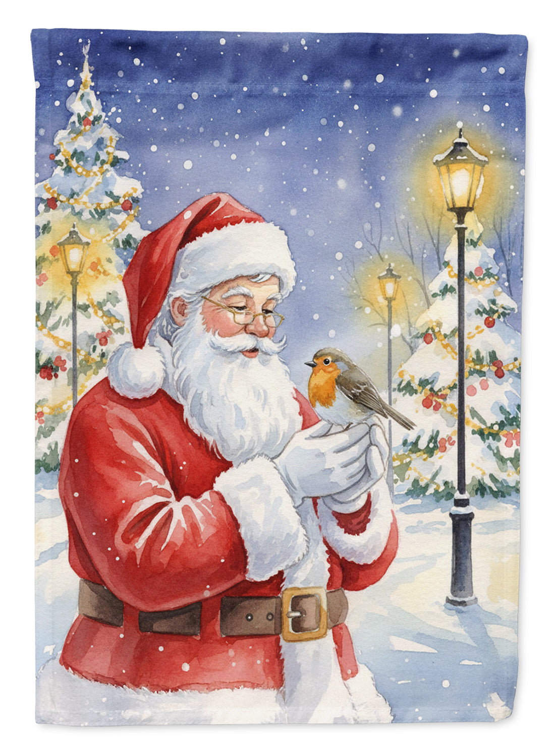 Robin with Santa Claus Garden Flag Mailbox Decorative Yard Banner Outside Patio Artwork for Flower Beds, Garden Size, Multicolor