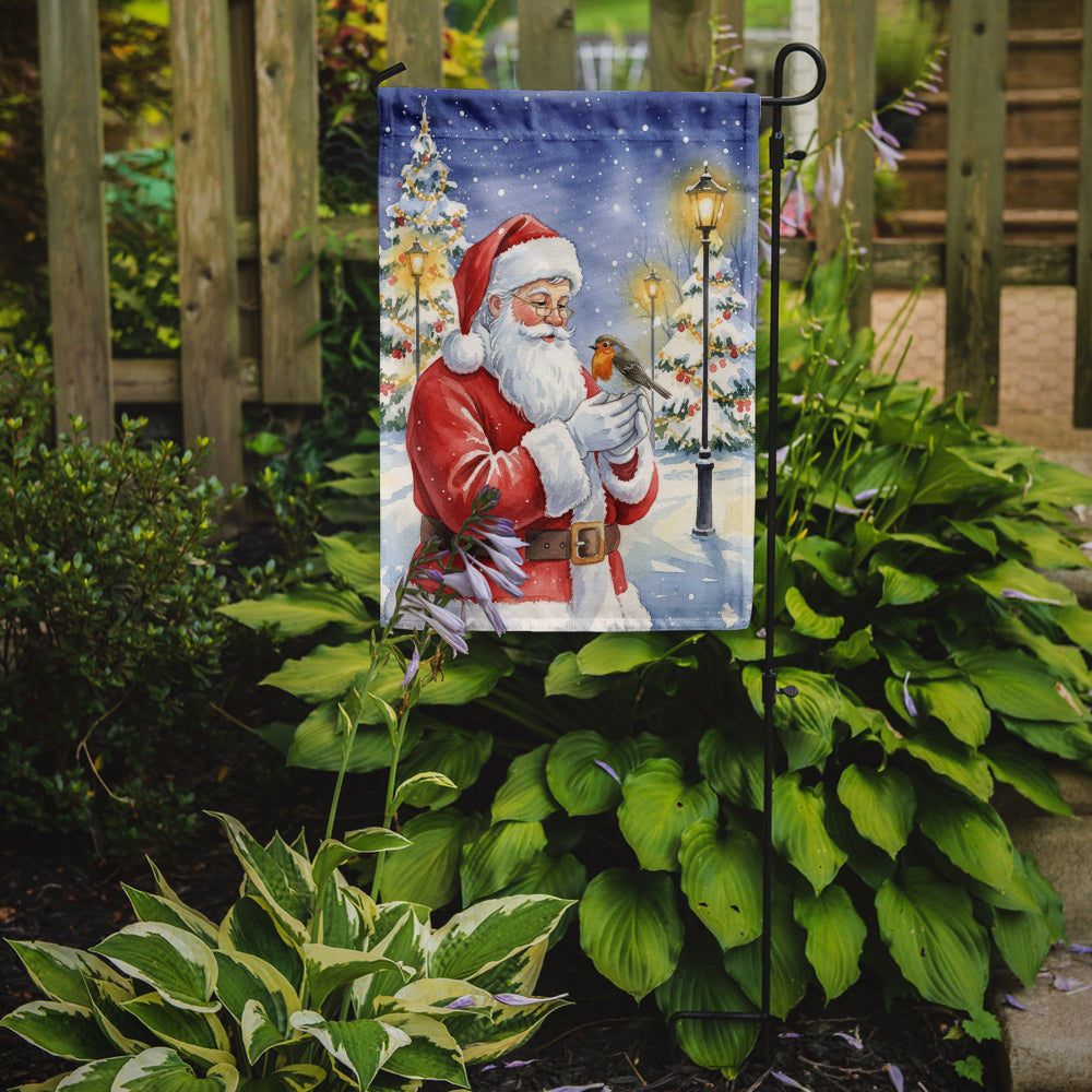 Robin with Santa Claus Garden Flag Mailbox Decorative Yard Banner Outside Patio Artwork for Flower Beds, Garden Size, Multicolor