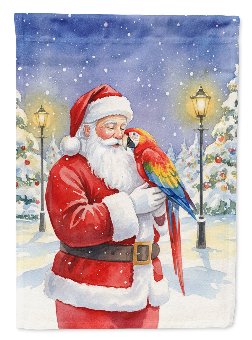 Scarlet Macaw with Santa Claus Garden Flag Mailbox Decorative Yard Banner Outside Patio Artwork for Flower Beds, Garden Size, Multicolor