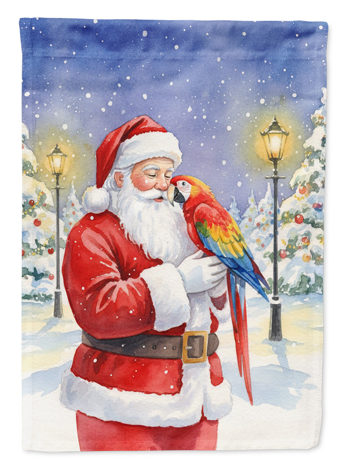 Scarlet Macaw with Santa Claus Garden Flag Mailbox Decorative Yard Banner Outside Patio Artwork for Flower Beds, Garden Size, Multicolor