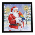 Scarlet Macaw with Santa Claus Framed Metal Print Bathroom, Kitchen, Office, Home Decor Wall Art Ready to Hang, Square, 8X8