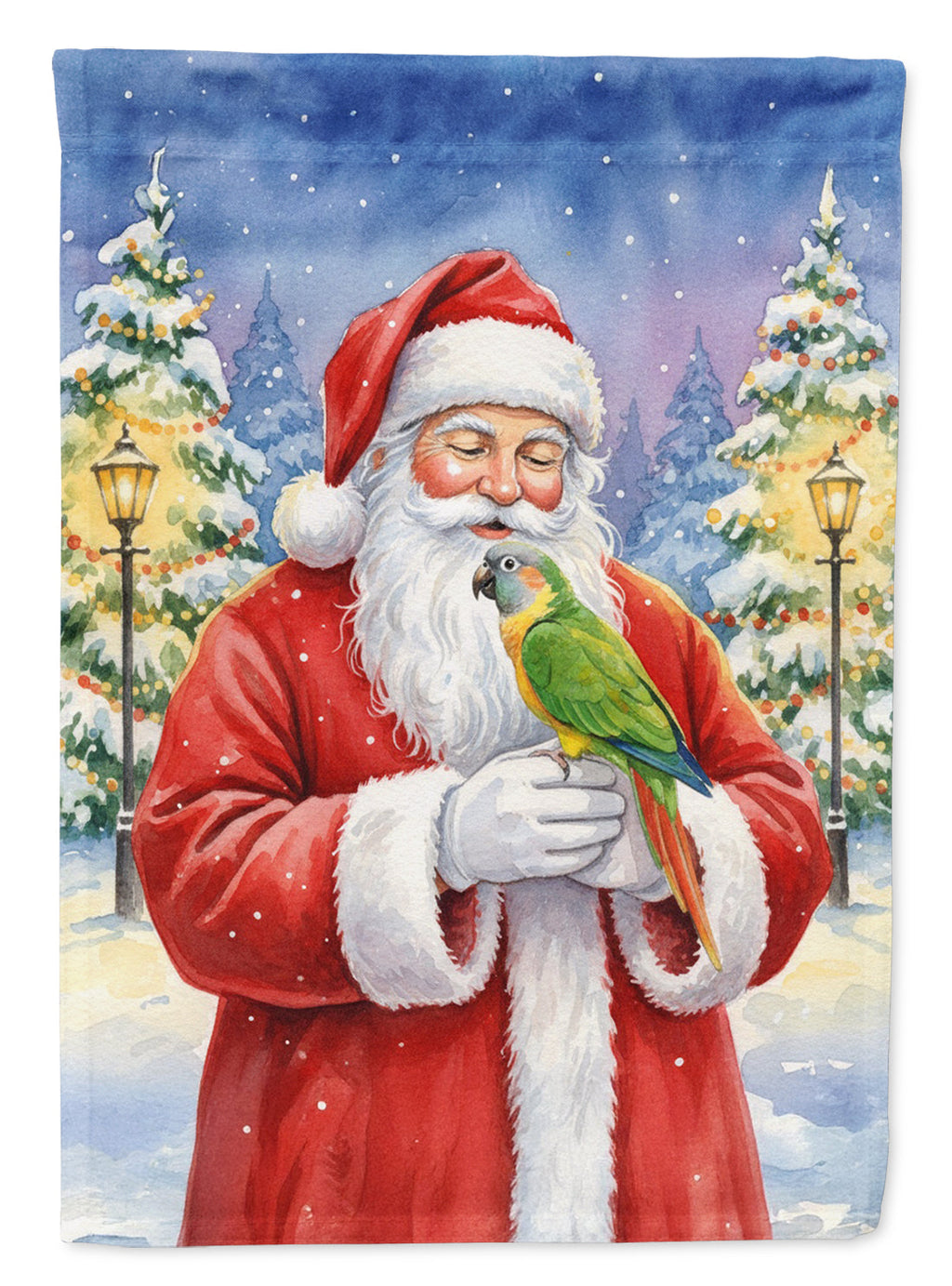 Senegal Parrot with Santa Claus Garden Flag Mailbox Decorative Yard Banner Outside Patio Artwork for Flower Beds, Garden Size, Multicolor