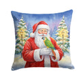 Senegal Parrot with Santa Claus Decorative Throw Pillow 18x18 Indoor Outdoor Accent Cushion, Fabric Cover with Insert for Sofa, Bed, Porch & Living Room
