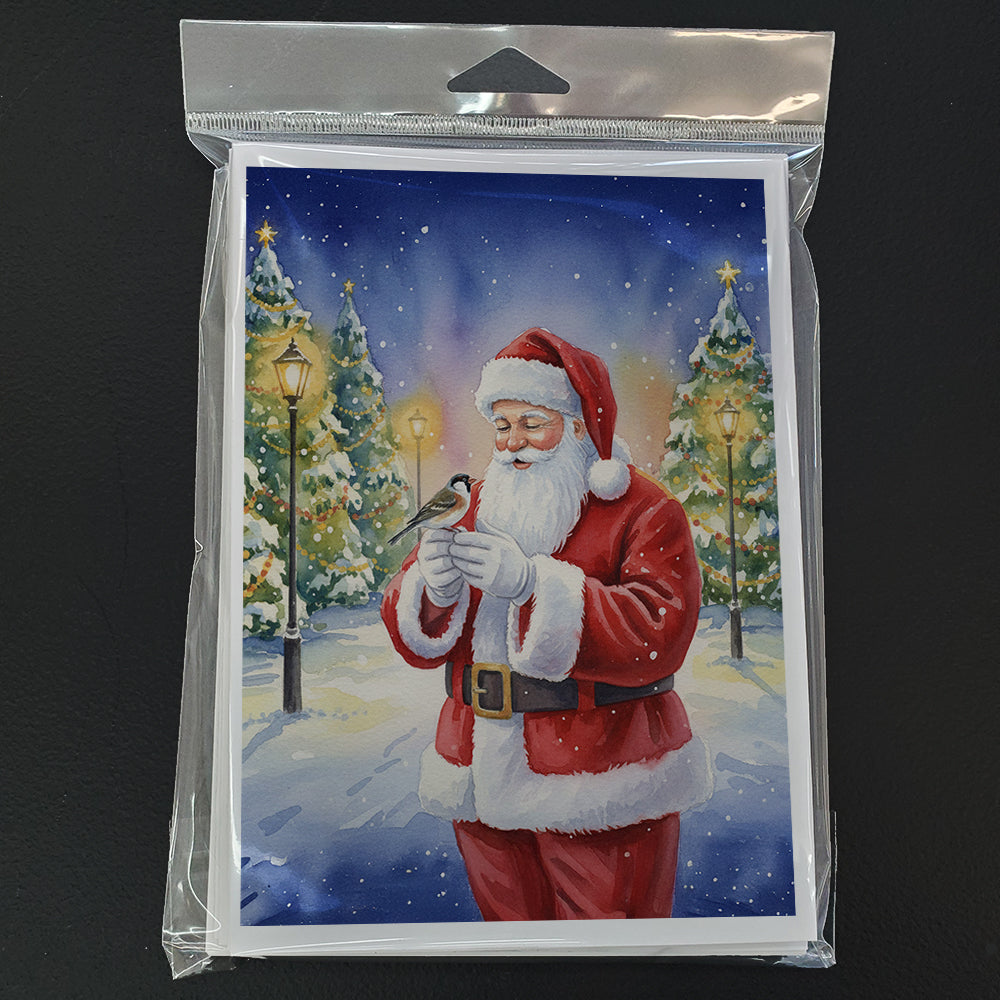 Society Finch with Santa Claus Greeting Cards Pack of 8 Blank Cards with Envelopes Whimsical A7 Size 5x7