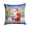 Society Finch with Santa Claus Decorative Throw Pillow 14x14 Indoor Outdoor Accent Cushion, Fabric Cover with Insert for Sofa, Bed, Porch & Living Room