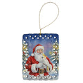 Sulphur Crested Cockatoo with Santa Claus Porcelain Ornament Christmas Tree Hanging Decorations for Home Christmas Holiday, Rectangle, Gift, Multicolor