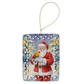 Sun Conure with Santa Claus Porcelain Ornament Christmas Tree Hanging Decorations for Home Christmas Holiday, Rectangle, Gift, Multicolor