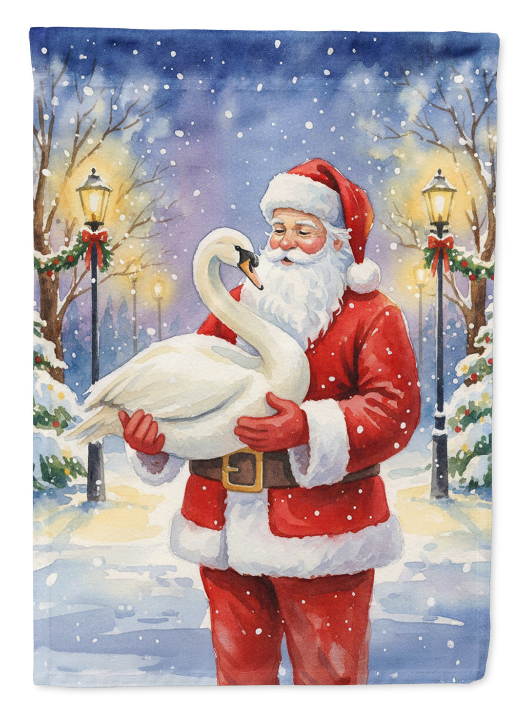 Swan with Santa Claus Garden Flag Mailbox Decorative Yard Banner Outside Patio Artwork for Flower Beds, Garden Size, Multicolor