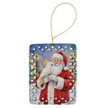 Umbrella Cockatoo with Santa Claus Porcelain Ornament Christmas Tree Hanging Decorations for Home Christmas Holiday, Rectangle, Gift, Multicolor