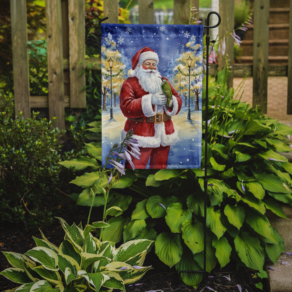 Woodpecker with Santa Claus Garden Flag Mailbox Decorative Yard Banner Outside Patio Artwork for Flower Beds, Garden Size, Multicolor