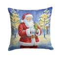 Woodpecker with Santa Claus Decorative Throw Pillow 14x14 Indoor Outdoor Accent Cushion, Fabric Cover with Insert for Sofa, Bed, Porch & Living Room