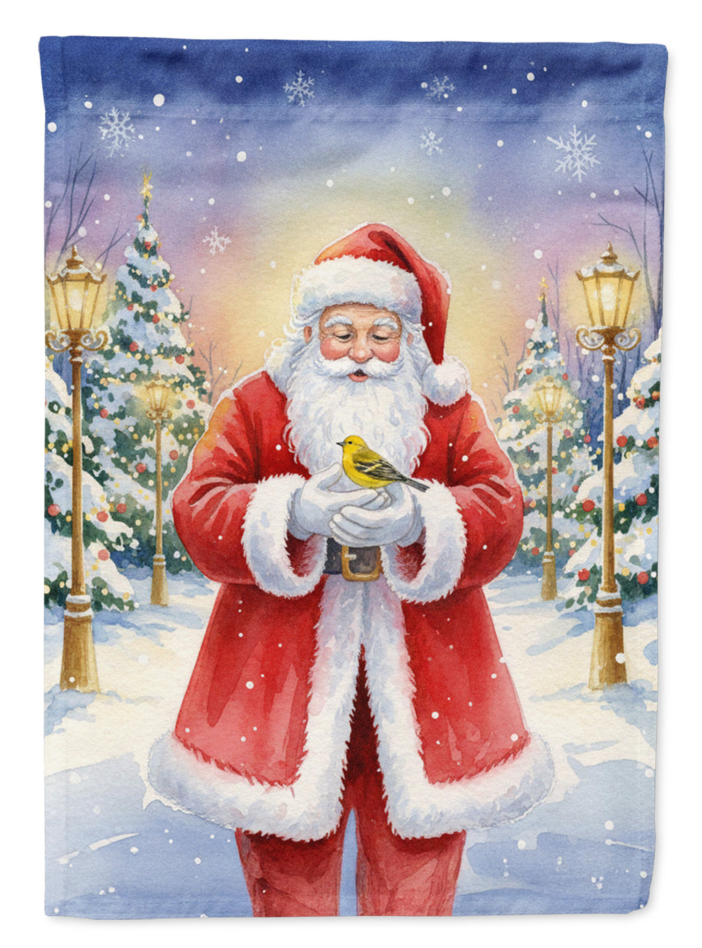 Yellowhammer with Santa Claus House Flag 28x40 Porch Sleeve Pole Decorative Outside Yard Banner Artwork Wall Hanging, Polyester