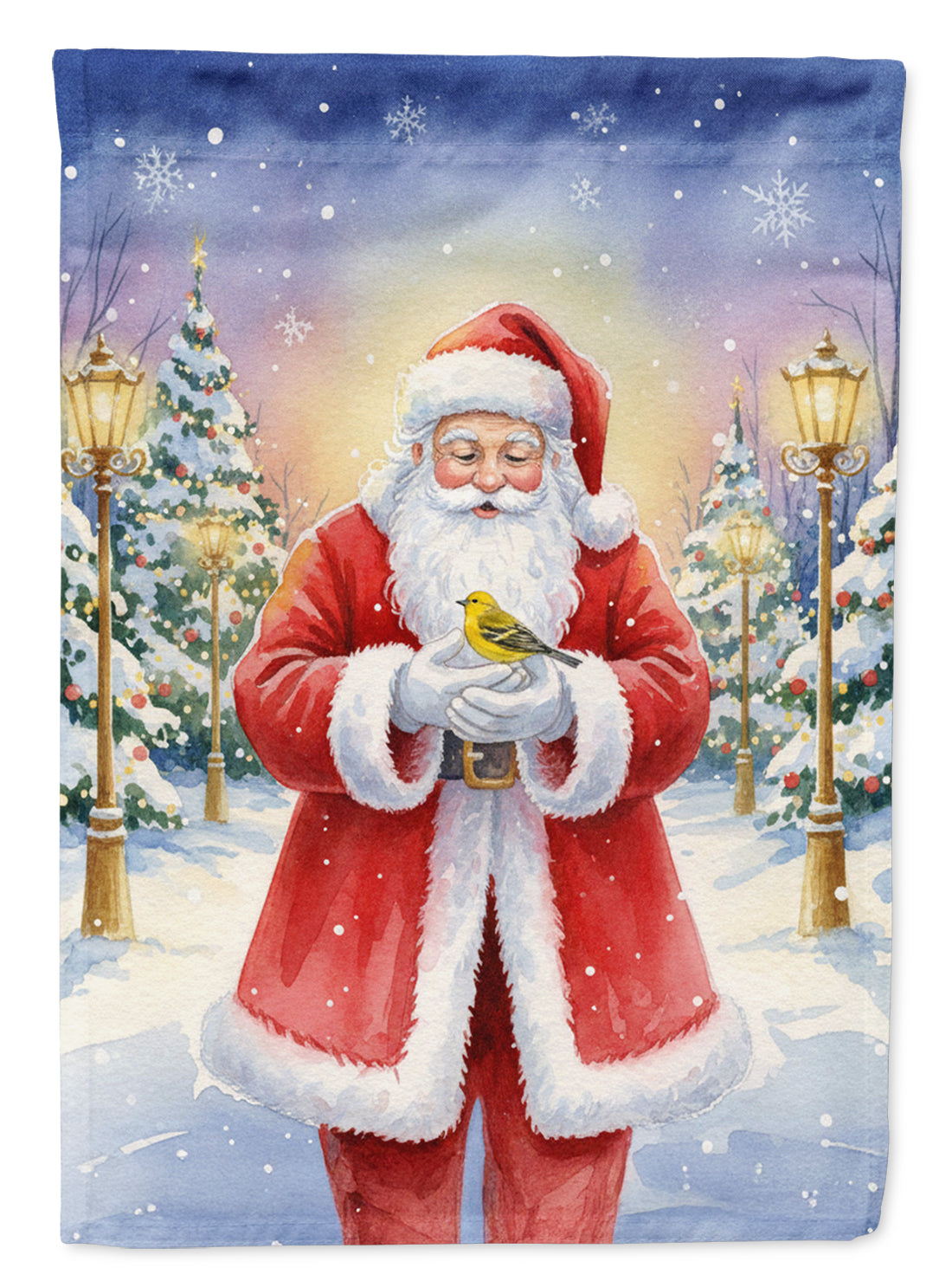 Yellowhammer with Santa Claus Garden Flag Mailbox Decorative Yard Banner Outside Patio Artwork for Flower Beds, Garden Size, Multicolor