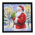 Yellow Naped Amazon with Santa Claus Framed Metal Print Bathroom, Kitchen, Office, Home Decor Wall Art Ready to Hang, Square, 8X8