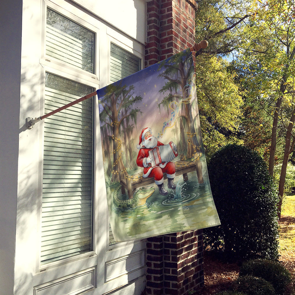 Cajun Santa Claus and the Accordion Gator Christmas House Flag 28x40 Porch Sleeve Pole Decorative Outside Yard Banner Artwork Wall Hanging, Polyester