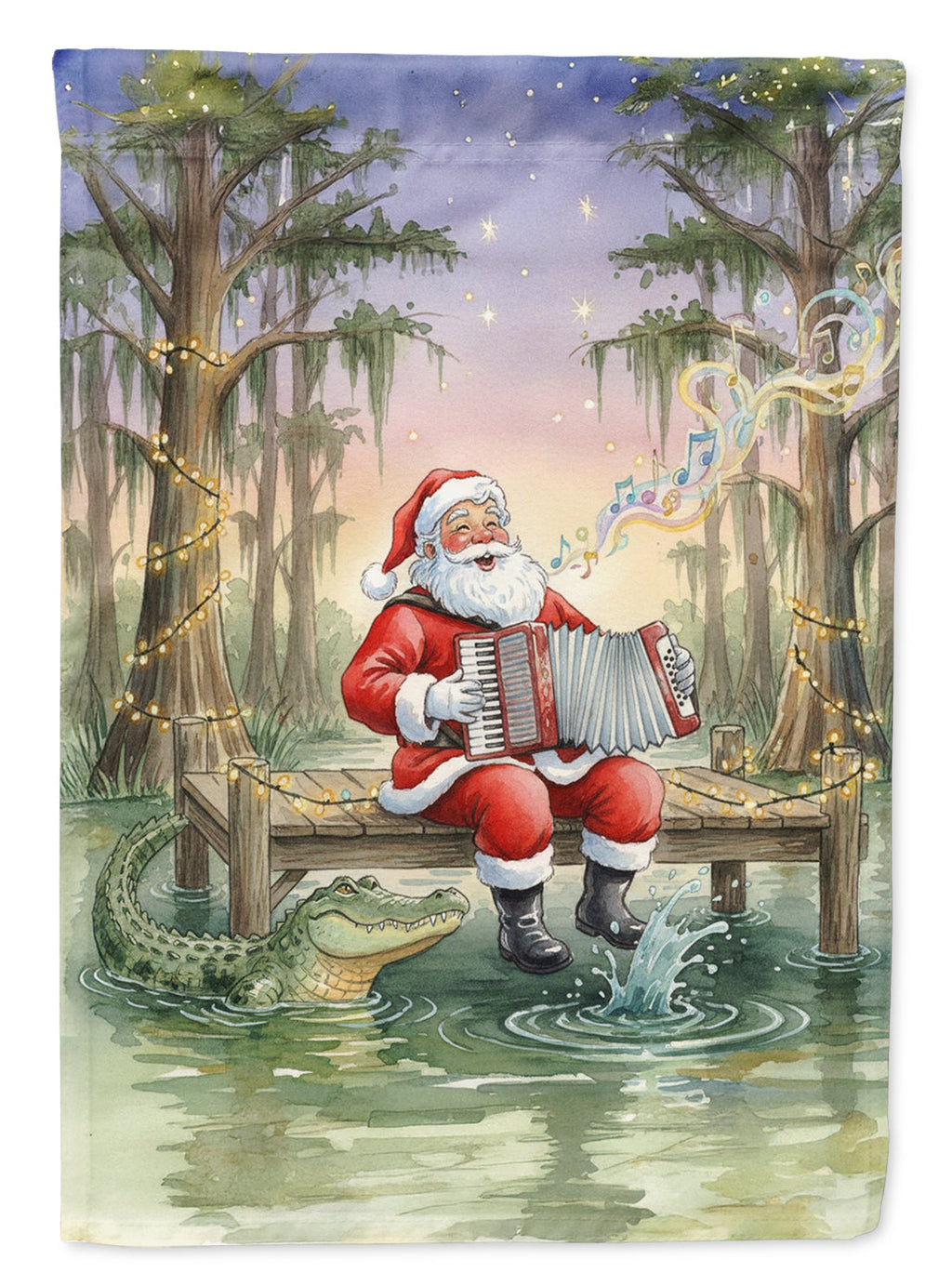 Cajun Santa Claus and the Accordion Gator Christmas Garden Flag Mailbox Decorative Yard Banner Outside Patio Artwork for Flower Beds, Garden Size, Multicolor