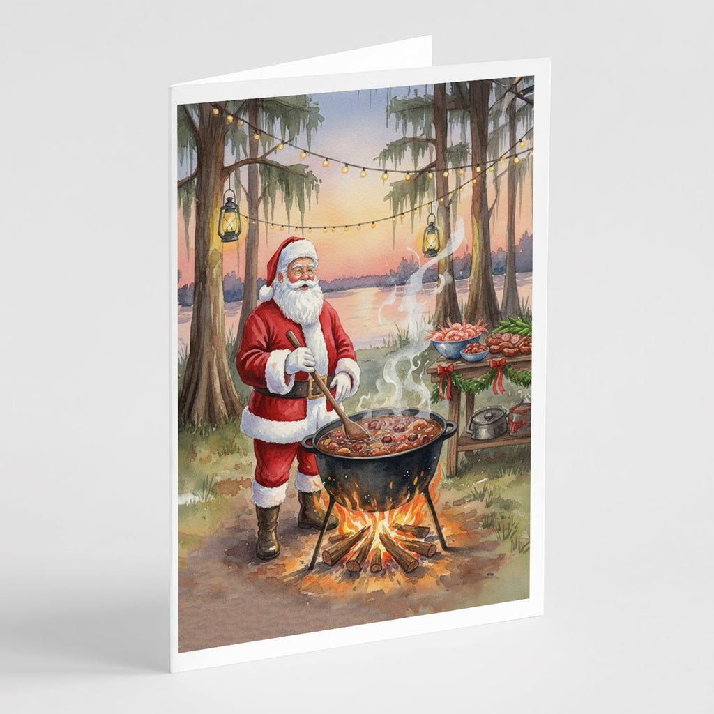 Cajun Santa Claus Cooking Gumbo Christmas Greeting Cards Pack of 8 Blank Cards with Envelopes Whimsical A7 Size 5x7