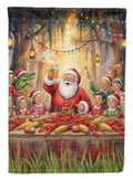 Cajun Santa Claus Crawfish Boil Christmas House Flag 28x40 Porch Sleeve Pole Decorative Outside Yard Banner Artwork Wall Hanging, Polyester