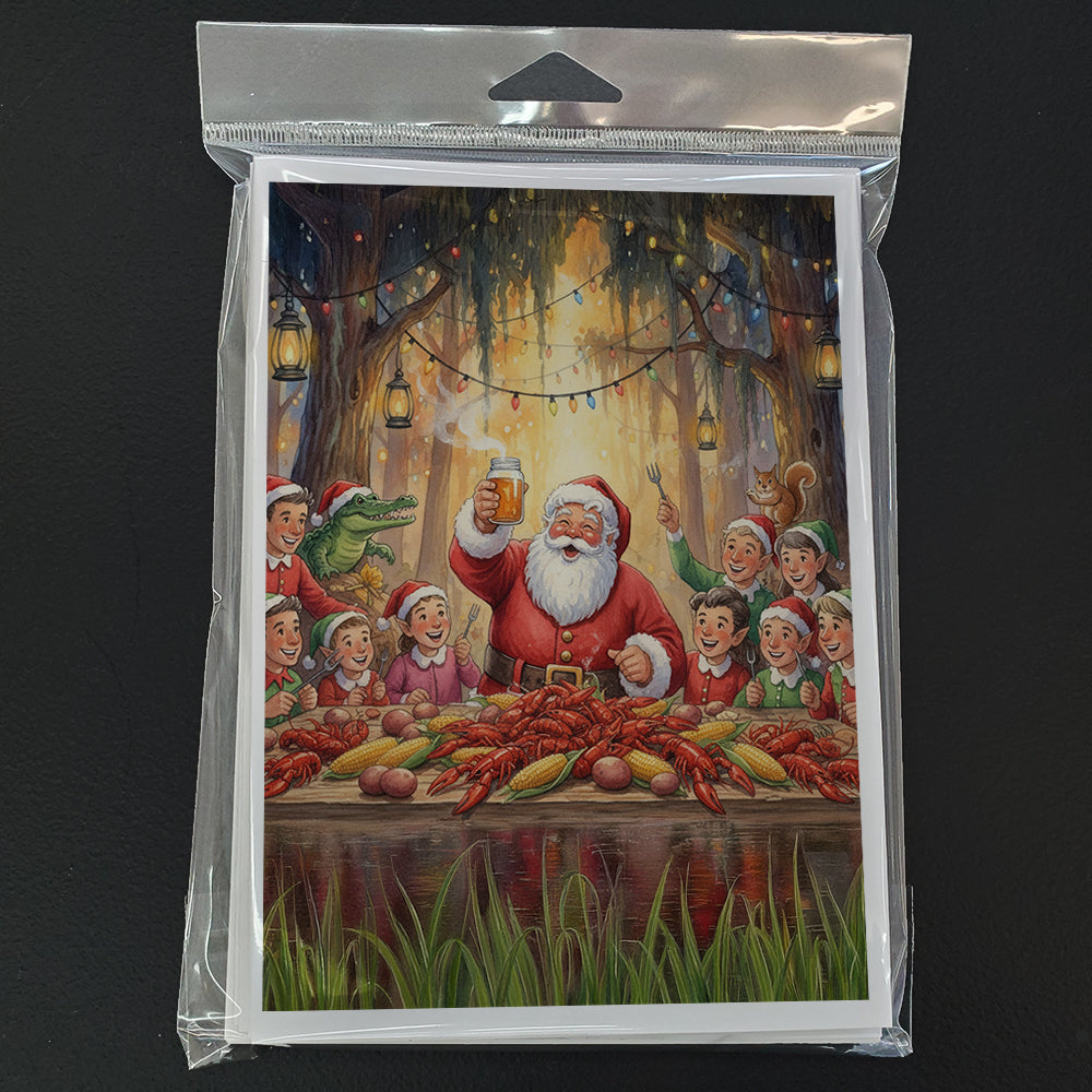 Cajun Santa Claus Crawfish Boil Christmas Greeting Cards Pack of 8 Blank Cards with Envelopes Whimsical A7 Size 5x7