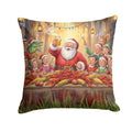 Cajun Santa Claus Crawfish Boil Christmas Decorative Throw Pillow 14x14 Indoor Outdoor Accent Cushion, Fabric Cover with Insert for Sofa, Bed, Porch & Living Room