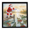 Cajun Santa Claus Feeding the Gators Christmas Framed Metal Print Bathroom, Kitchen, Office, Home Decor Wall Art Ready to Hang, Square, 8X8