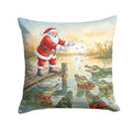 Cajun Santa Claus Feeding the Gators Christmas Decorative Throw Pillow 14x14 Indoor Outdoor Accent Cushion, Fabric Cover with Insert for Sofa, Bed, Porch & Living Room