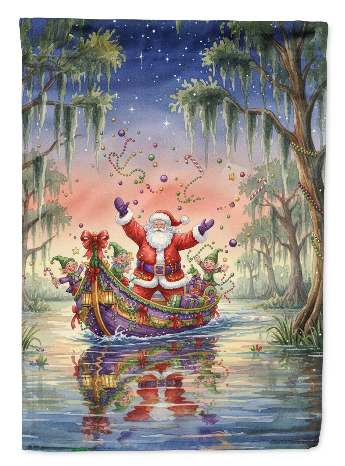 Cajun Santa Claus in the Bayou Christmas Parade Christmas Garden Flag Mailbox Decorative Yard Banner Outside Patio Artwork for Flower Beds, Garden Size, Multicolor
