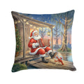 Cajun Santa Claus Playing Zydeco Christmas Decorative Throw Pillow 14x14 Indoor Outdoor Accent Cushion, Fabric Cover with Insert for Sofa, Bed, Porch & Living Room