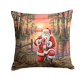 Cajun Santa Claus with Crawfish Christmas Decorative Throw Pillow 14x14 Indoor Outdoor Accent Cushion, Fabric Cover with Insert for Sofa, Bed, Porch & Living Room