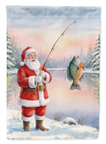 Fishing Santa Claus with Bluegill Christmas House Flag 28x40 Porch Sleeve Pole Decorative Outside Yard Banner Artwork Wall Hanging, Polyester