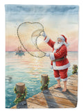 Fishing Santa Claus with Castnet Christmas Garden Flag Mailbox Decorative Yard Banner Outside Patio Artwork for Flower Beds, Garden Size, Multicolor