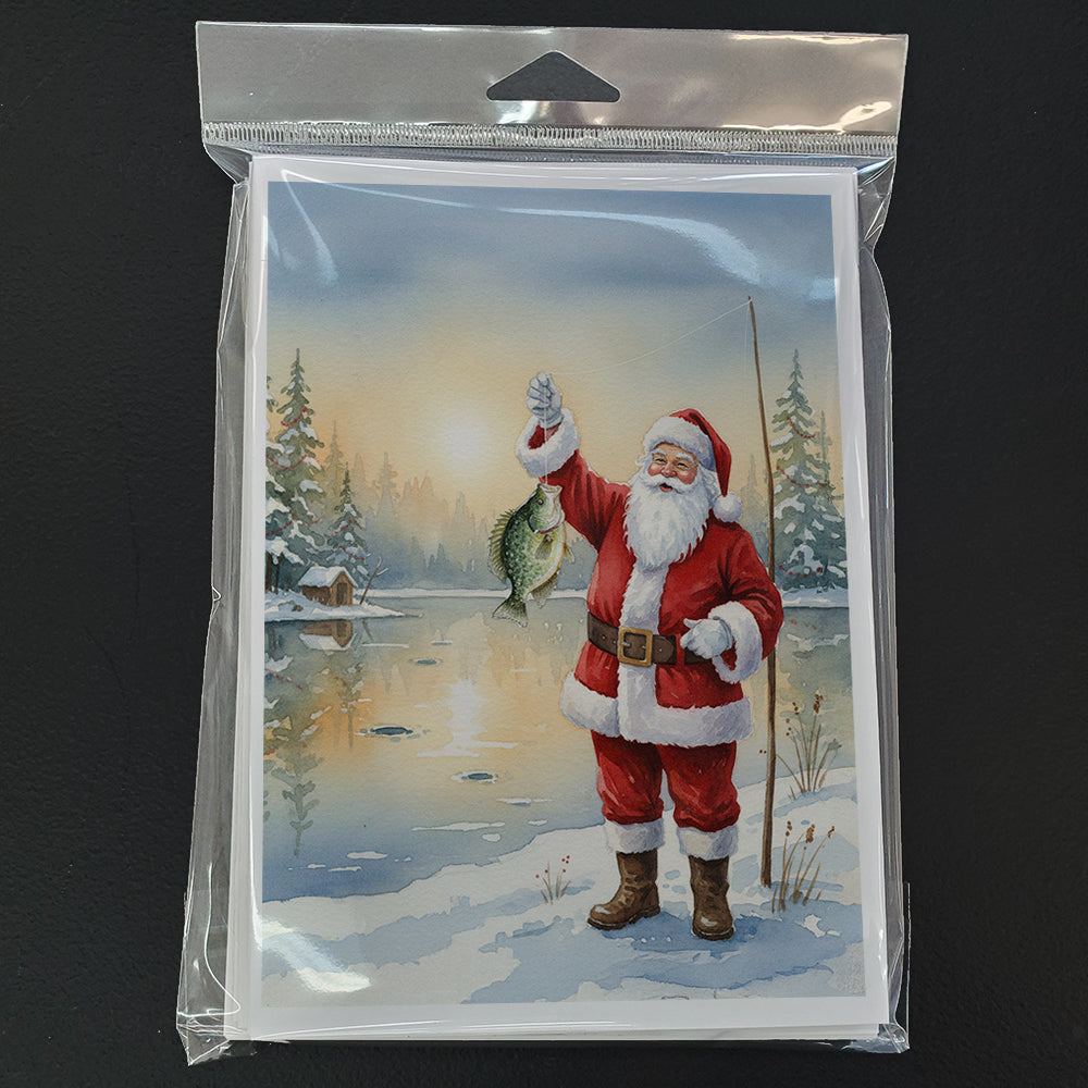 Fishing Santa Claus with Crappie Christmas Greeting Cards Pack of 8 Blank Cards with Envelopes Whimsical A7 Size 5x7