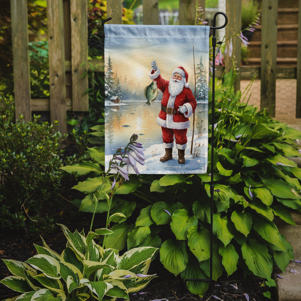 Fishing Santa Claus with Crappie Christmas Garden Flag Mailbox Decorative Yard Banner Outside Patio Artwork for Flower Beds, Garden Size, Multicolor