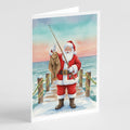 Fishing Santa Claus with Flounder Christmas Greeting Cards Pack of 8 Blank Cards with Envelopes Whimsical A7 Size 5x7