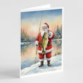 Fishing Santa Claus with Largemouth Bass Christmas Greeting Cards Pack of 8 Blank Cards with Envelopes Whimsical A7 Size 5x7