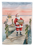Fishing Santa Claus with Oysters Christmas House Flag 28x40 Porch Sleeve Pole Decorative Outside Yard Banner Artwork Wall Hanging, Polyester