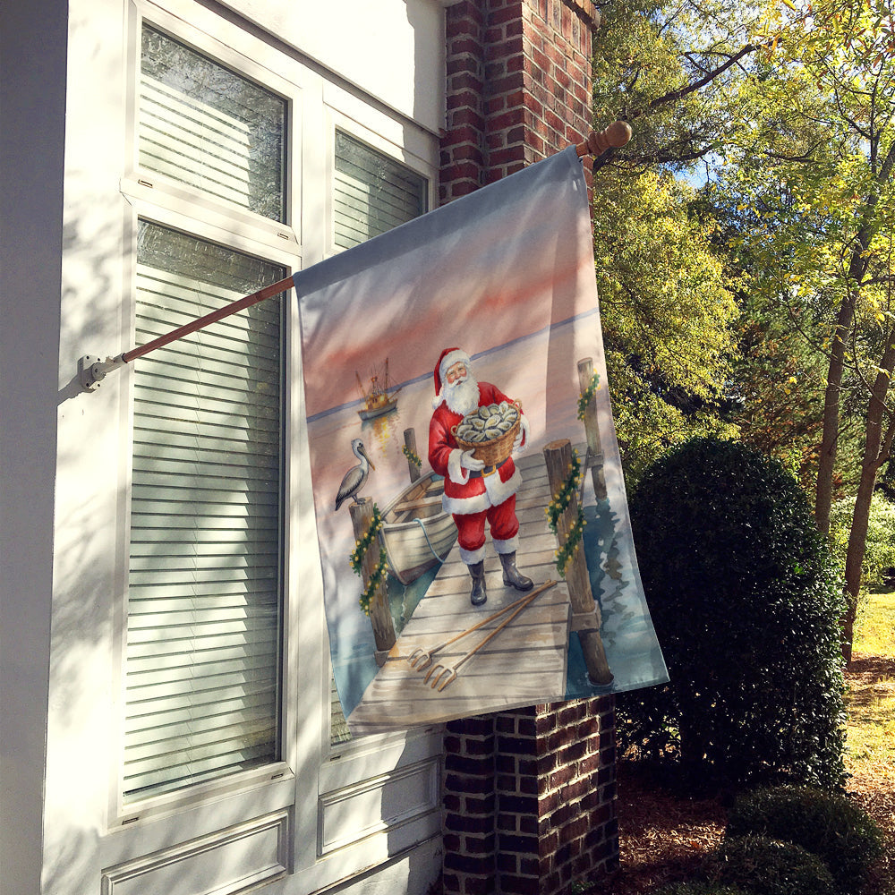 Fishing Santa Claus with Oysters Christmas House Flag 28x40 Porch Sleeve Pole Decorative Outside Yard Banner Artwork Wall Hanging, Polyester