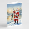 Fishing Santa Claus with Rainbow Trout Christmas Greeting Cards Pack of 8 Blank Cards with Envelopes Whimsical A7 Size 5x7